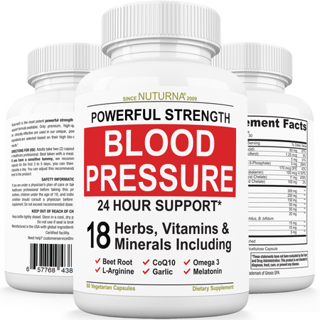Blood Pressure Support Supplement - 15 Vitamins Minerals & Herbs with 50 mg CoQ10