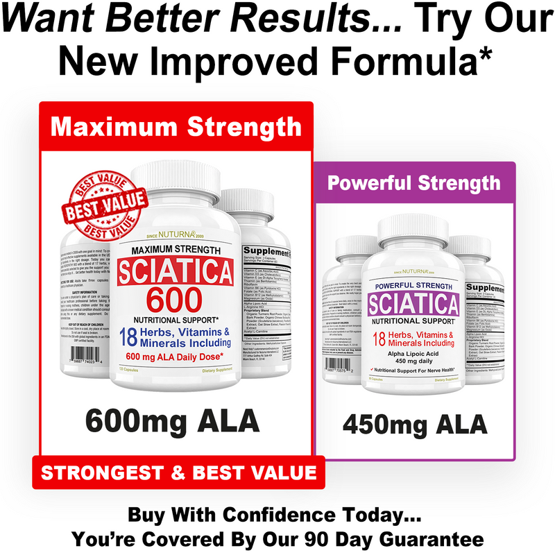 Sciatica Nerve Pain Relief Support with 450 mg ALA Daily Dose