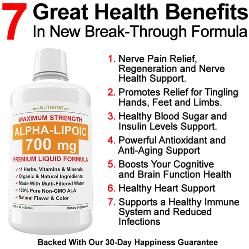 (3 Pack) ALA 700 Neuropathy Relief Support Liquid Supplement with 700mg ALA