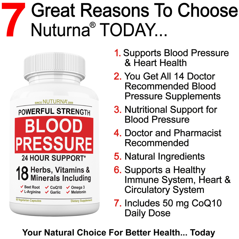 Blood Pressure Support Supplement - 15 Vitamins Minerals & Herbs with 50 mg CoQ10