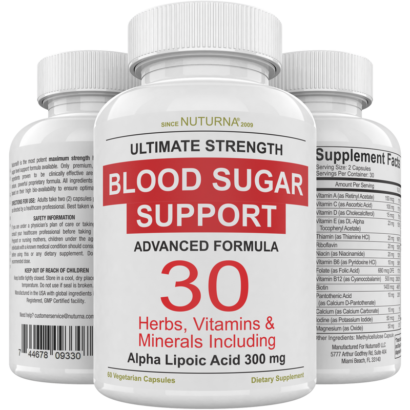 Blood Sugar Support Supplement - 30 Vitamins, Minerals & Herbs with 300mg ALA