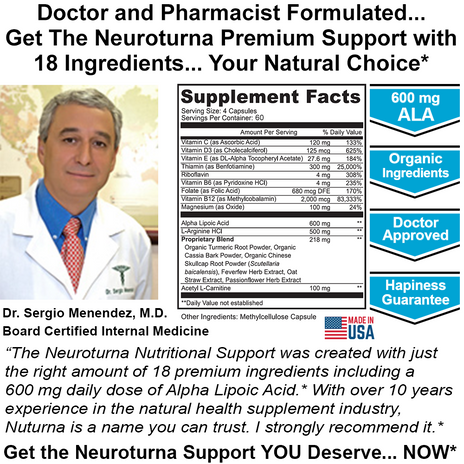 Neuroturna® Neuropathy Support Supplement with 600 mg ALA Daily Dose