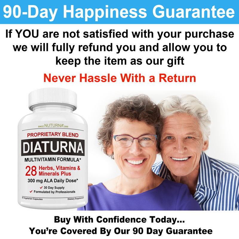 Diaturna Support Supplement - 28 Vitamins, Minerals & Herbs with 300mg ALA