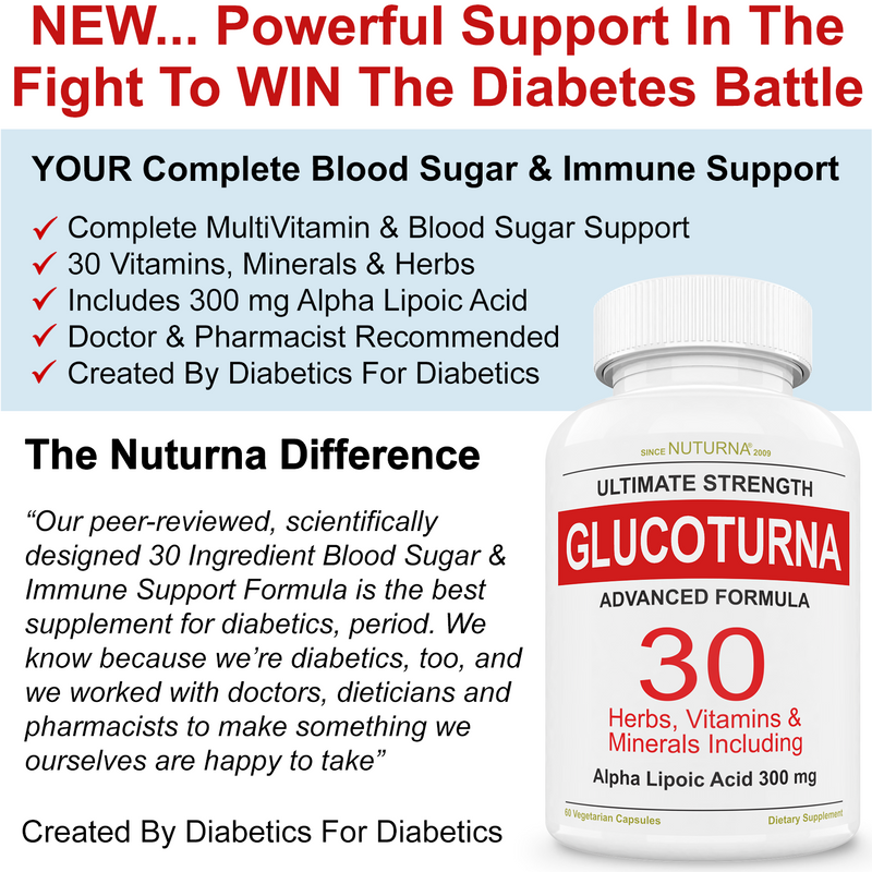 Glucoturna Blood Sugar Support Supplement - 30 Vitamins, Minerals & Herbs with 300mg ALA