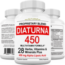 Diaturna Support Supplement - 28 Vitamins, Minerals & Herbs with 450mg ALA