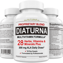 Diaturna Support Supplement - 28 Vitamins, Minerals & Herbs with 300mg ALA