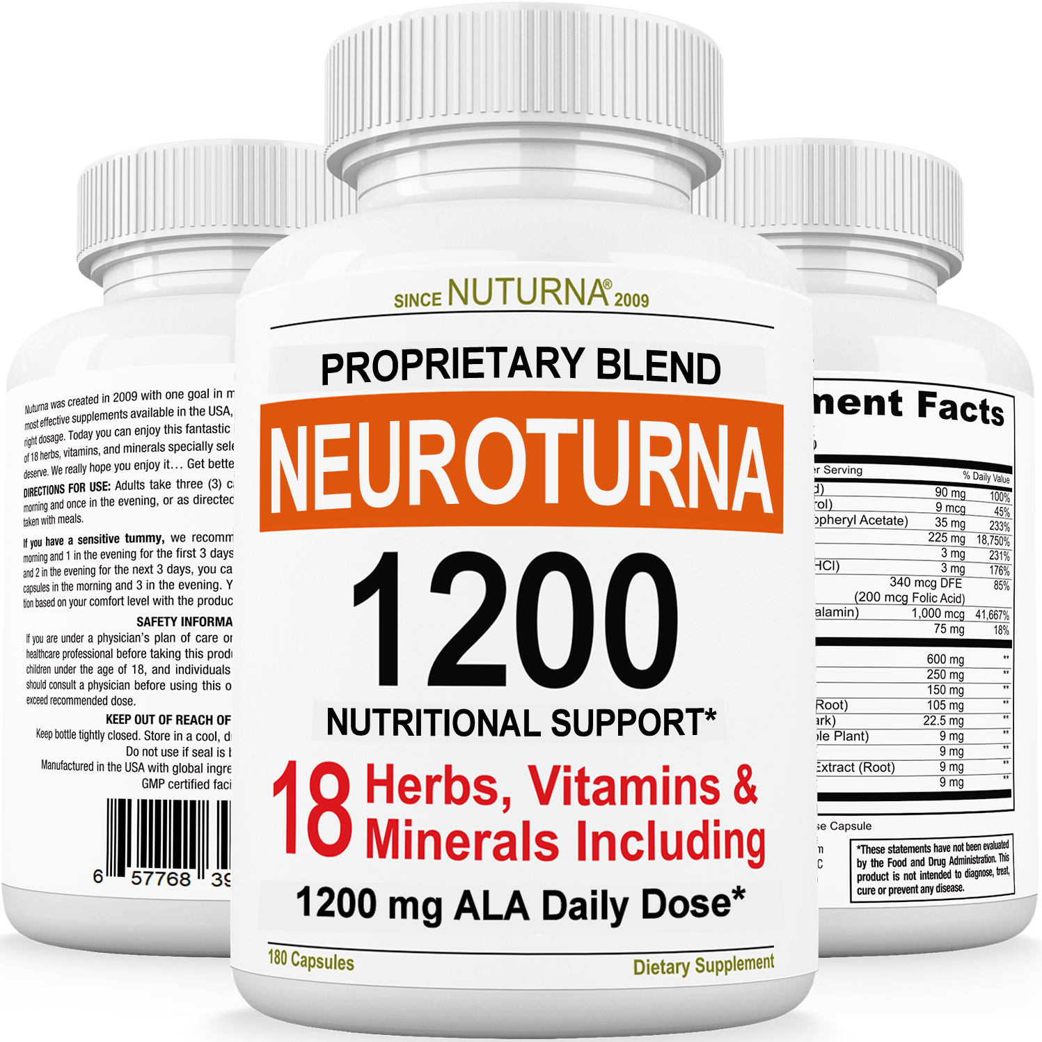 Neuroturna® Neuropathy Support Supplement with 1200 mg ALA Daily Dose