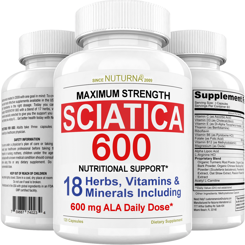 Sciatica Nerve Pain Relief Support with 600 mg ALA Daily Dose